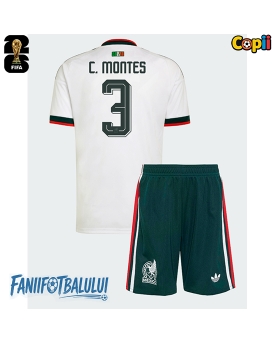 Mexic Cesar Montes #3 Echipament de Fotbal Replică Mondial 2026 Copii Deplasare (+ Șorturi)